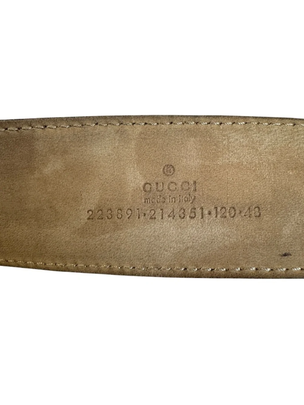 Authentic GUCCI Leather Belt With Black GG Interlocking Imprime Canvas 48 Large